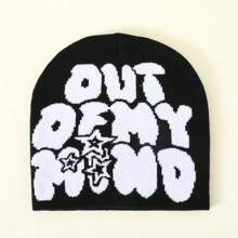 Letter Pattern Personality Street Hip-Hop Skull Cap, Unisex Jacquard Knit Hat, Suitable For Daily Leisure, Outdoor Sports, And Festive Gifts Beanie Fall Outfit