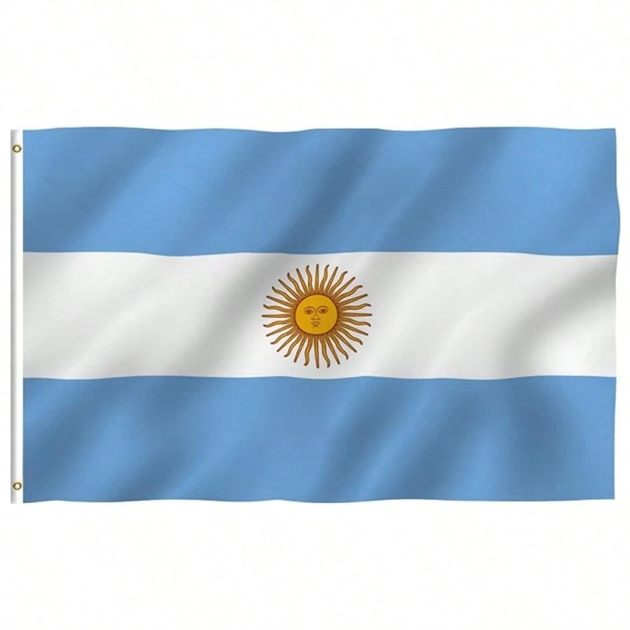 1pc Argentina Flag 3x5ft Double Side Printed Hanging Banner Flags With Grommets, Polyester Material, Vivid Color And UV Fade Resistant, Argentinian Flag Decoration, Home And Outdoor Holiday Decoration