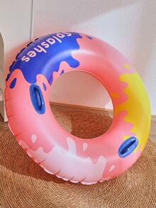 Inflatable Adult Swim Ring With Handle, Artistic Ink-Splash Style, Size 90# Pool Float - Pink - View 4