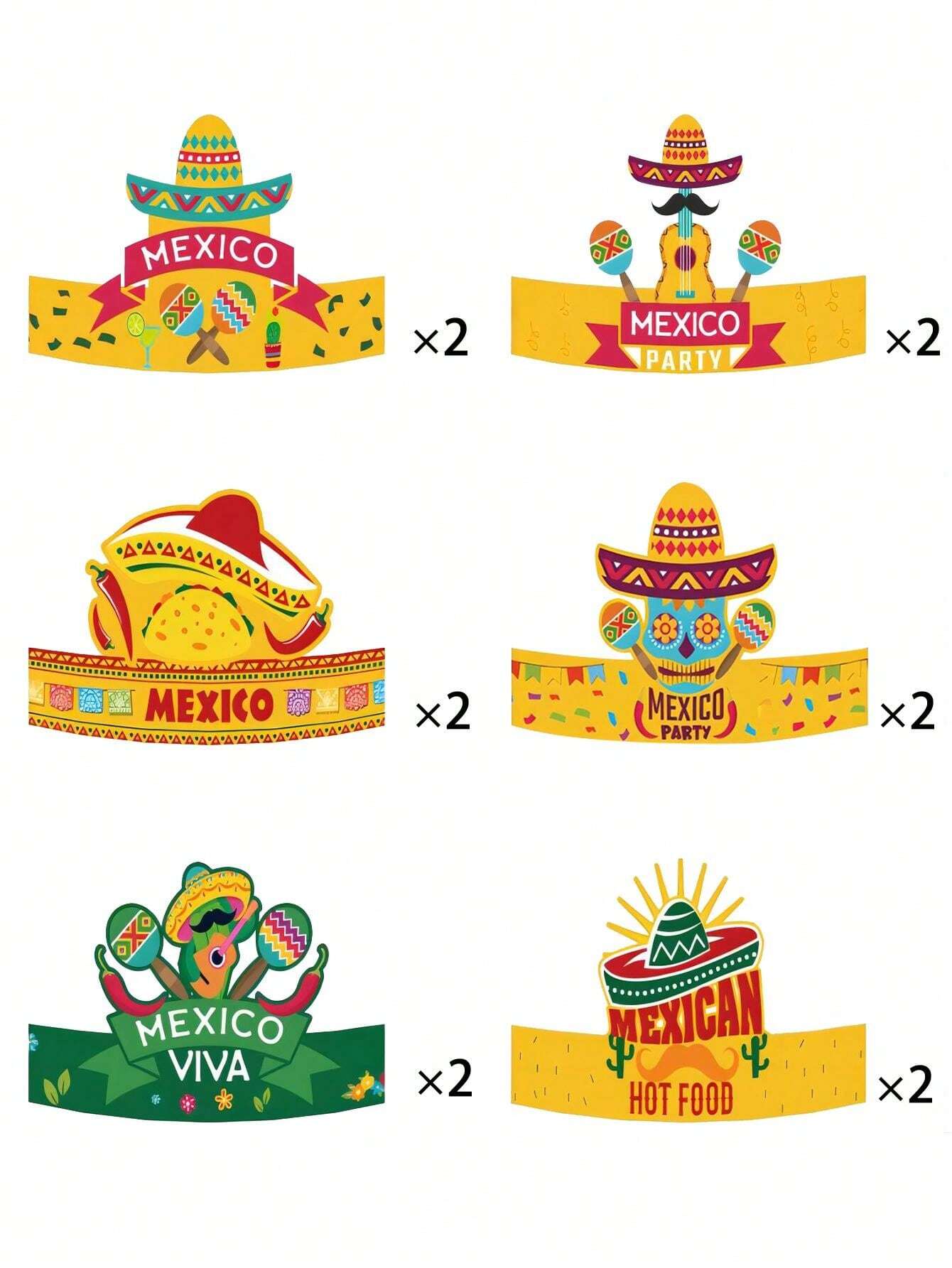 Mexican Theme Birthday Party Decoration Carnival Paper Hat Photo Props