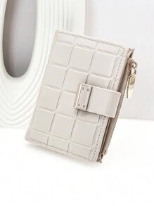 可爱甜美柔软学院风Preppy Style手包开学季拉链学生商务休闲女士钱包钱夹小钱包 - 米色 - 查看 3