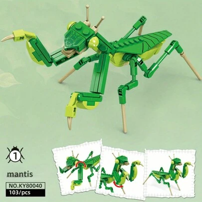 1ชิ้น ตัวต่อสัตว์แมลงชุดสร้างสรรค์ แมลงปอและตัวเขียว แบบจำลอง ตกแต่งบ้าน ของขวัญ สำหรับวันเกิด ฮัลโลวีน และคริสต์มาส, ตัวต่อ, แมลง