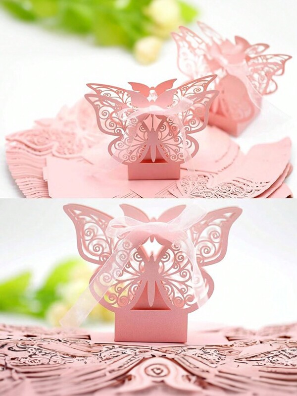 50 peças Caixa de Doces e Embalagem de Chocolate em Formato de Borboleta Fofa para Casamento, Matrimônio, Aniversário, Batismo, Decorações de Festa, Item Barato, Suprimentos para Pequenos Negócios, Decoração de Casamento, Suprimentos Escolares, Saco e Caixa de Alimentos Adequados para Doces, Chocolates, Biscoitos, etc.