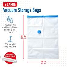 6 包组合真空收纳袋，节省空间的压缩收纳袋，用于棉被和毯子，真空密封袋，用于衣物收纳，附送手动泵 - 彩色 - 查看 19