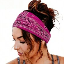 4入組復古印花圖案女孩頭帶，多彩印花堅果髮箍，防滑設計運動頭帶，黑白印花瑜伽髮飾，適用於女性 - 彩色 - 查看 3