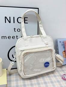 PVC 透明防水 Itabag 简约大容量女士单肩包 - 米色 - 查看 6