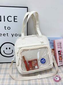 PVC 透明防水 Itabag 简约大容量女士单肩包 - 米色 - 查看 4