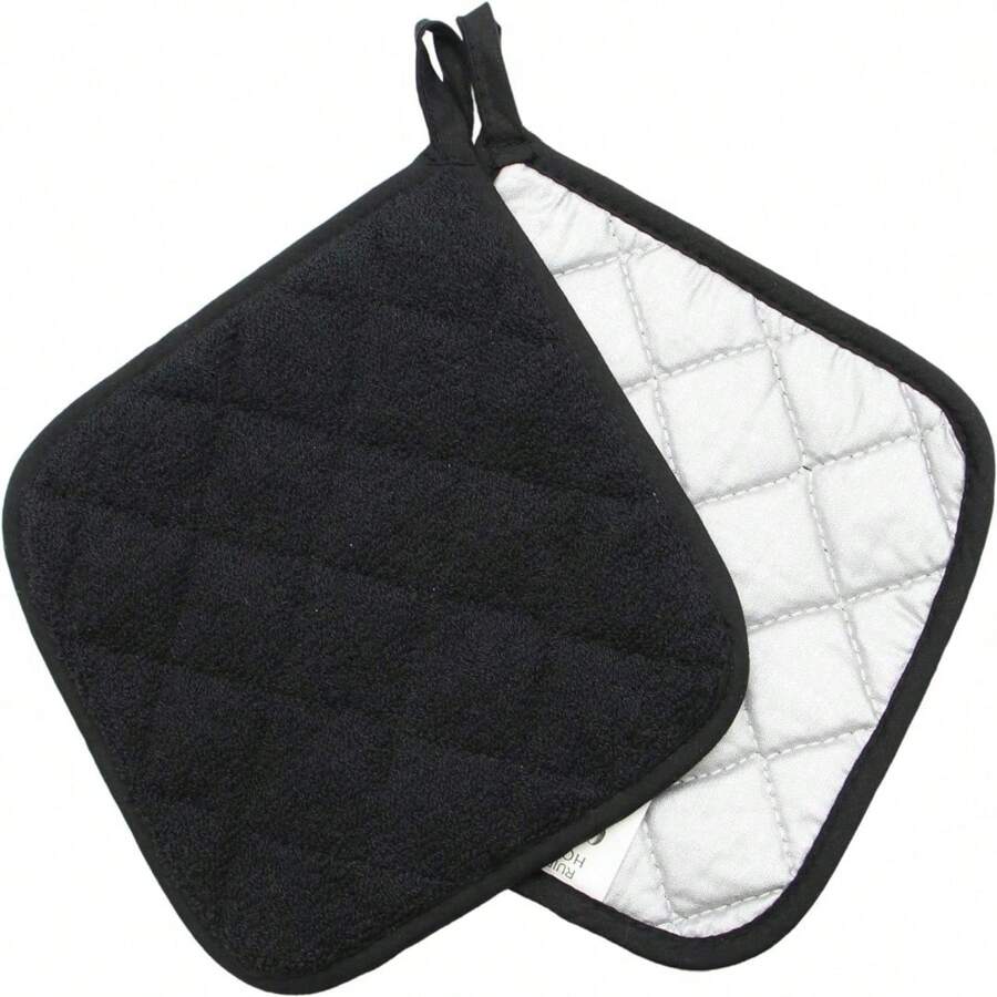 4pcs Kitchen Sink Gap Heat Resistant Insulation Pad, Suitable For Daily Cooking And Baking Large Cup Loops Pot Rack, 17 X 17cm - Black - View 1