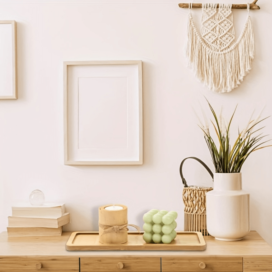 1pc Bamboo Bathroom Tray, Over The Toilet Tank Storage Tray, Rectangle