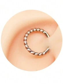 Piercing Daith Segmento Clicker em Aço Cirúrgico Torcido 8mm - Prata - Visão 2