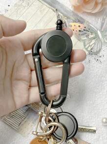 1PC ID Card Key Chain Lanyard Clip Key Ring Retractable Pull Name Tag Recoil Badge Belt Rope Holder Keyring Keychain Clip And Retractable Mechanism For ID Card Sleeves - Black - View 3