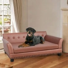 Sofá Cama para Mascotas Sofá para Perros Gatos con Cojín Acolchado Extraíble Patas de Madera 102x72x40cm - Marrón - Ver 5