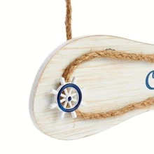 1 件木制人字拖壁挂 - 适合家庭、办公室和暑假的海滩航海装饰、家居装饰、房间装饰、墙壁装饰 - 藍色 - 查看 8