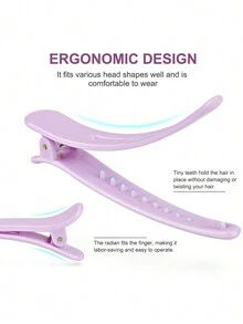 Kẹp Tóc Để Tạo Kiểu, 6 Dụng Cụ Làm Tóc Hình Mỏ Vịt Cá Sấu Bằng Nhựa Dành Cho Nữ - Màu tím - Xem 2