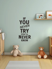 1入組優質勵志壁貼：如果您從未嘗試，就永遠不會知道，啟發性乙烯基貼紙，積極家居裝飾，自我探索，勇氣，個人成長，可拆卸，易於貼，耐用 - 黑色 - 查看 3