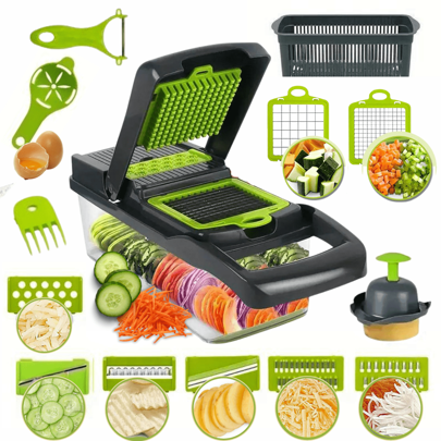 Cortador de Verduras   Multifuncional Picador Manual para Cocina 16 piezas en 1