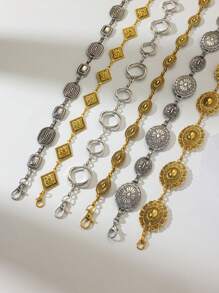 女士波西米亚西部风复古金属雕刻细节腰链，适合万圣节、夏季、秋季、上学季等场合。 - 女士復古腰鏈 - 查看 1