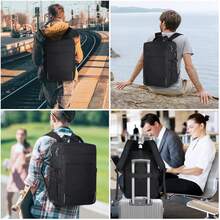Mochila para laptop 15.6 pulgadas con puerto de carga USB, Mochila de viaje gran capacidad, Mochilas para hombre impermeable mochila escolar Negro Gris - Negro - Ver 8