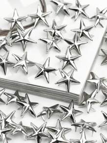 100pcs Silver Star Rivets For Sewing And DIY Leather Crafts In Rock Punk Style Clothing