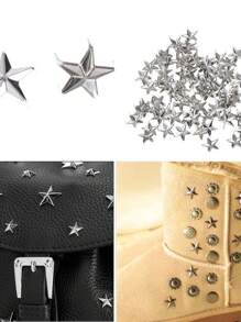 100pcs Silver Star Rivets For Sewing And DIY Leather Crafts In Rock Punk Style Clothing