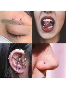 100 Stücke Piercing Schmuck Set 14G16G 20G, Edelstahl Nasen/Lippen/Zungen/Ohren/Knorpel/Labret/Bauchnabel Barbell Schmuck Set für Körper Piercing