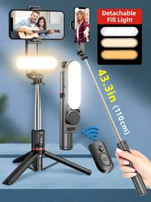 AXNEN 44-Inch Extendable Selfie Stick Tripod With Fill Light, Wireless Remote, 360° Rotation, Compatible With IPhone 14/13/12/11 Pro/XS Max/XS/XR/X/8/7, And Other Smartphones - Black - View 2