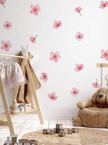1 件浪漫活力花卉图案墙贴，DIY 墙贴装饰，适用于客厅、卧室、书房、贴纸、墙贴、乙烯基贴花，用于家居装饰，春季装饰品让您的家焕然一新，Rama 装饰贴纸 - 粉色 - 查看 3