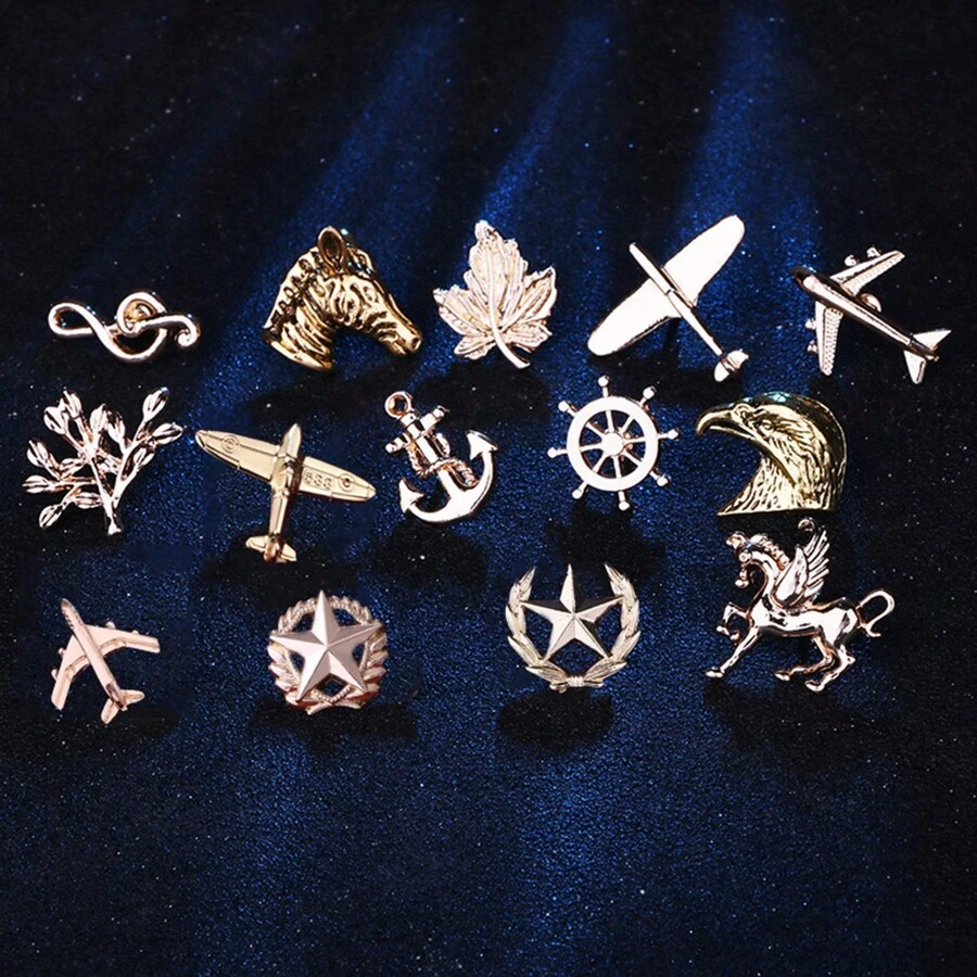 1 pieza Hombre Diseño de Ancla dorada/plateada, Timón, Hoja de Arce, Árbol, Águila, Cebra, Pegaso, Nota Musical, Avión, Estrella de Cinco Puntas Estilo de Negocios Simple y Elegante Mini Alfiler de Solapa/Broche Accesorio para Camisa, Chaqueta de Traje, Sombrero, Bolso Pasador para Ropa Encanto de Bolso Escolar Mochila Kpop Suministros para Maestros Encanto de Bolso Accesorios de Oficina Lindos Camisas