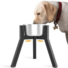 Metal Raised Dog Bowl Stand For Extra Large And Large Dogs, Adjustable Width For 7-10.6" Dog Food & Water Bowls, Single Tall Elevated Dog Bowls Holder (Bowl Not Included)