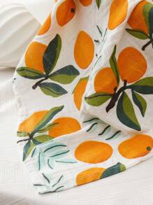 1PC Orange Print 120x110cm Muslin Baby Swaddle Blanket - Multicolor - View 4