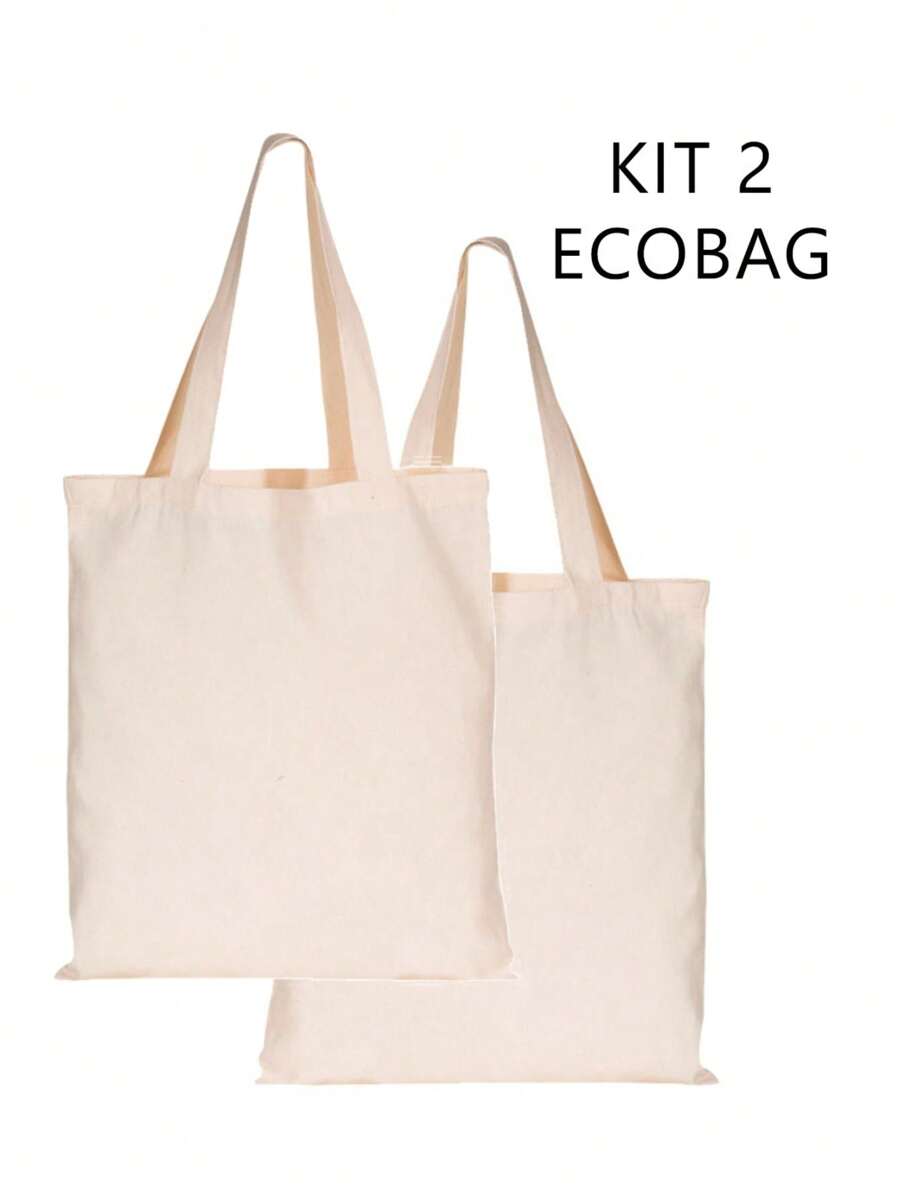 ECOBAG bolsa ecológica sacola Lisa  - 100% algodão cru - 2 unidades - Visão 1
