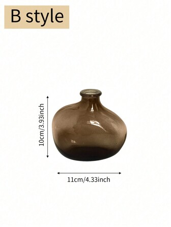 1 件日式玻璃花瓶，不对称几何形状，小开口，渐变棕色，客厅、入口、花卉家居装饰