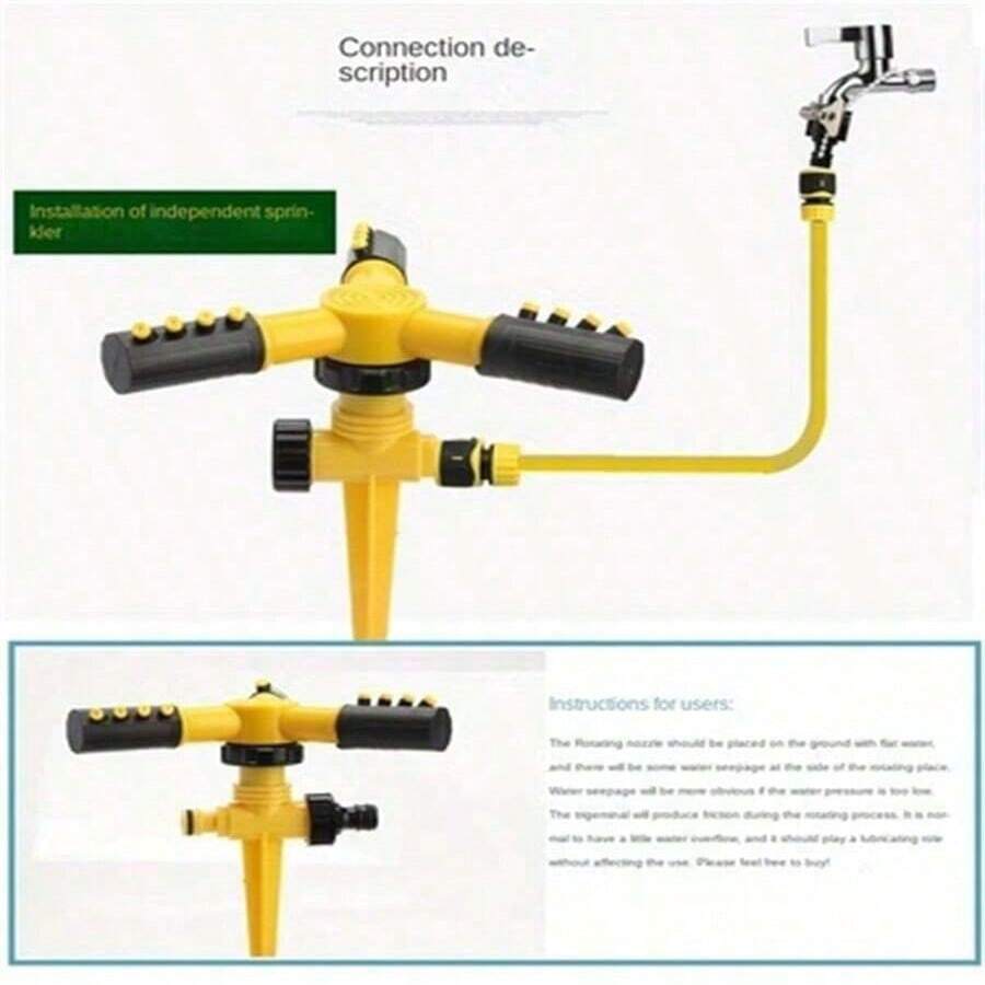 1pc Large Triangular PlugIn Automatic Rotating Sprinkler For Garden