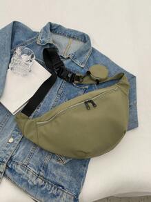 極簡時尚女士胸包，大容量斜揹包帶小包