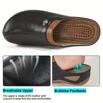 Women's Massage Bead Mule Shoes, Fashion Comfortable Platform Slip-On Closed Toe Sandals For All Seasons