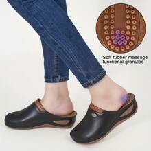 Women's Massage Bead Mule Shoes, Fashion Comfortable Platform Slip-On Closed Toe Sandals For All Seasons