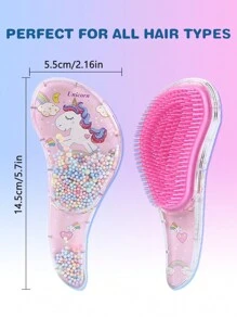 Cartoon Magic Comb Anti-Static Massage Kids Unicorn Hair Brushes Tangle Detangle Shower Massage Hairbrush Comb Salon Hair Accessories For Girls Curly Straight Long Or Short Hair - Multicolor - View 4