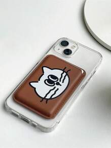 2个装韩版透明花卉猫咪磁吸无线充电手机壳，兼容 17 Pro Max 16 15 14 13 12 11 Pro Max，钱包式配件保护套 - 貓頭 - 查看 4