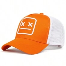 1 chapeau de baseball brodé de souriant pour homme à la mode chapeau de camionneur pour loisirs et protection solaire en plein air, adapté pour les vacances de printemps et d"automne à la plage.