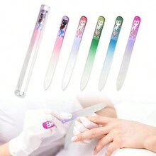Czech Glass Nail File (With Storage Box) - Etched Crystal Nail File, Suitable For Natural Nails, Double-Sided Different Coarseness, Professional Manicure Care Tool, With Storage Box, Nail Shaper - Multicolor - View 1