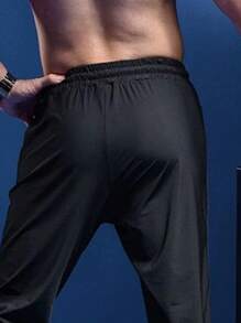 Men Outdoor Climbing Pants Fitness Workout Long Trousers - Black - View 4