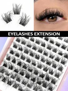 Asiteo 90 Pcs DIY Lash Segmented Faux Mink Lashes Fluffy Messy 3D Cluster D Curl Lashes Mix Individual Eyelashes Extensions - Multicolor - View 3