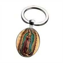 Vintage Style Zinc Alloy Keychain With Guadalupe Virgin Mary Image And Crystal Keyring, Perfect Gift For Family And Friends On Christmas, Birthday And Holidays. School Car Accessories Cute Goth Y2k Bag Accessories Lanyards With Id Holder Car Accessories Bag Charms Gifts For Mother, Father, Graduation, And Teacher - Multicolor - View 4