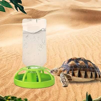 1 pieza Dispensador de agua potable automático para reptiles tortuga para mascotas, lagartos y otros reptiles en terrario, vivario o mesa de tortuga con cerca de paisaje y tazón de agua
