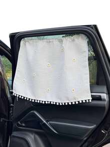 汽车窗帘遮阳帘卡通布艺舒适车用防晒隔热遮阳帘婴儿车窗遮阳挡侧挡 - 白色 - 查看 11