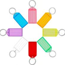 8/16/24pcs Key Tags, 2 Inch Plastic Key Chain Tags With Ruled Blank Paper Labels, Transparent Covers And Split Rings Sturdy Item Identifiers, 8 Colors Car Accessories Bag Charm School Cute Goth Y2k Christmas Gift Ideas Bag Accessories Lanyards With Id Holder Car Accessories Bag Charms