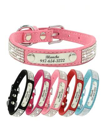 1 ชิ้น สร้อยคอสุนัขส่วนตัวสีชมพูพร้อมริ้นสโตน นุ่มและสบาย สามารถปรับแต่งชื่อสัตว์เลี้ยง ข้อมูลการติดต่อ ที่อยู่ ฯลฯ แกะสลักสร้อยคอเพื่อป้องกันการสูญหายของสัตว์เลี้ยง เหมาะสำหรับสุนัขขนาดใหญ่ กลางและเล็ก ตกแต่งสไตล์ แฟชั่น สีสัน วินเทจ น่ารัก เรียบง่าย ที่ปรับแต่งได้เป็นพิเศษ เหมาะสำหรับครบรอบ วันเกิด