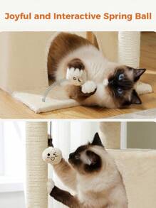 PAWZ Road 31.5" Cat Tree Cat Tower With Two Large Apartments For Kittens And Medium Cats - Beige - View 6