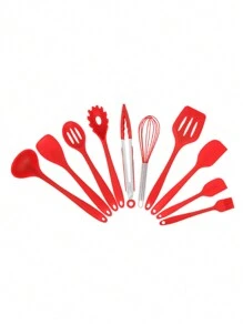 Set de utensilios de cocina de silicona de 10 piezas, accesorios para utensilios de cocina antiadherentes - multicolor - Ver 15