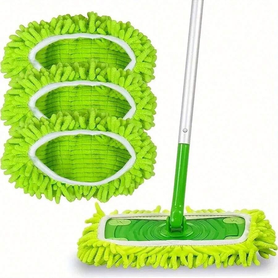 2 Peças Refil de Esfregão de Microfibra, Pano de Esfregão de Chenille de Microfibra, Pano de Esfregão de Chão Plano, Pano de Esfregão Lavável, Cabeça de Esfregão para Remoção de Pó, Uso Úmido e Seco, Fácil de Limpar, Suprimentos de Limpeza - Presentes de Natal e Ano Novo para Mamãe, Ferramentas de Jardim